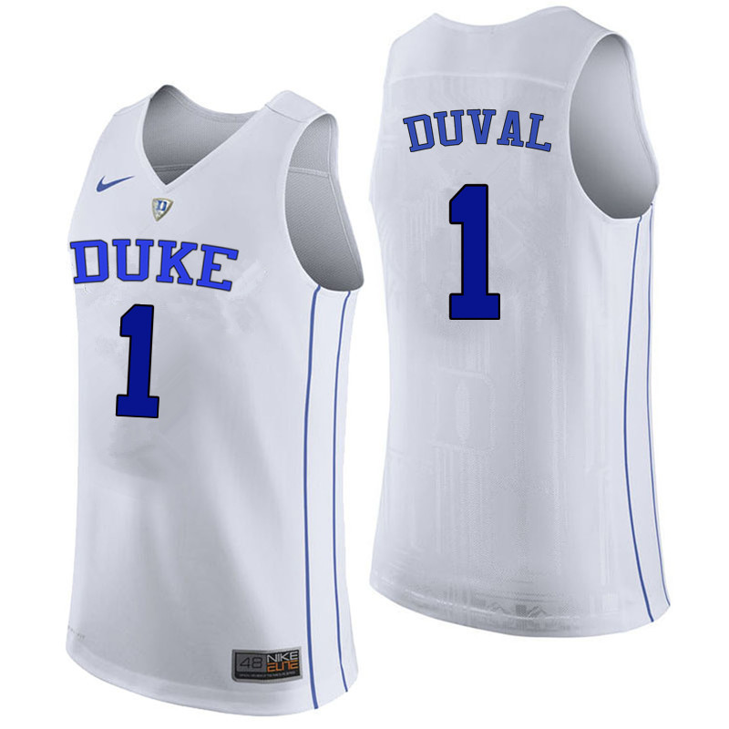 Duke Blue Devils #1 Trevon Duval College Basketball Jerseys Sale-White